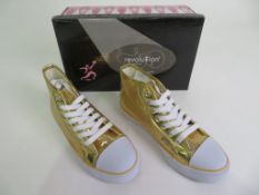 3 X PAIRS OF REVOLUTION DANCEWEAR HIGH TOP SEQUIN SNEAKERS; RD012513; GOLD