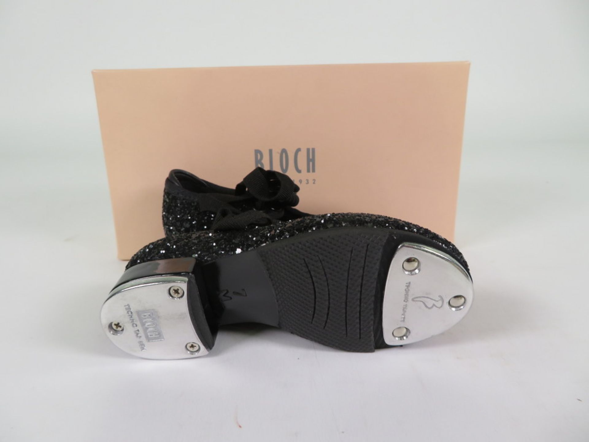 6 X PAIRS OF BLOCH GLITTER TAP SHOES; SO351G; BLACK - Image 2 of 4