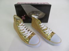 3 X PAIRS OF REVOLUTION DANCEWEAR HIGH TOP SEQUIN SNEAKERS; RD012513; GOLD