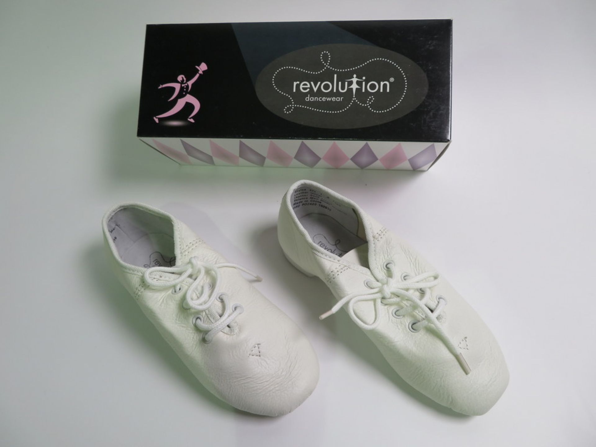 10 X PAIRS OF REVOLUTION DANCEWEAR SPLIT SOLE JAZZ SHOES; 422; WHITE