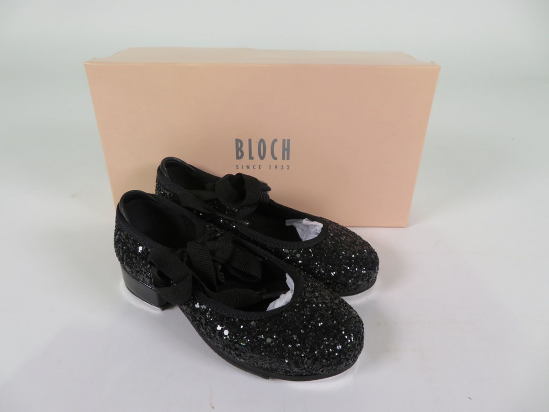 6 X PAIRS OF BLOCH GLITTER TAP SHOES; SO351G; BLACK
