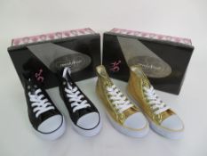 8 X PAIRS OF BUNNYHOP BALLET SLIPPERS; GOLD/GLITTER; SIZE 1;