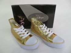 4 X PAIRS OF REVOLUTION DANCEWEAR HIGH TOP SEQUIN SNEAKERS; RD012513; GOLD