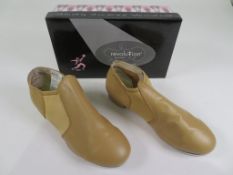 28 X PAIRS OF REVOLUTION DANCEWEAR STRETCH TAP BOOTS; TAN AND BLACK; VARIOUS SIZES;
