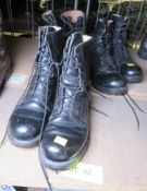 3x Black Drill Boots - Size 1x 5, 2x 7