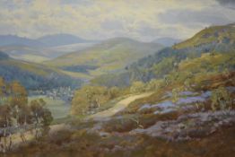 George Melvin Rennie (1874-1953), Braemar from Queen's Drive, signed lower left, oil on canvas,