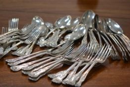 A 19th/early 20th century King's Pattern silver partial flatware service for twelve, various