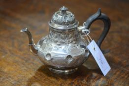 A Dutch Provincial silver teapot, mid-18th century, stamped marks (including Haarlem town mark?), of