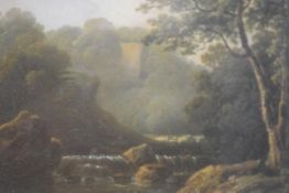 Circle of Patrick Nasmyth, A Woodland Stream, unsigned, oil on panel, attributed in the mount, in