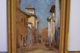 Attributed to Robert Hawthorn Kitson (British, 1873-1947), Sicilian Street Scene, indistinctly