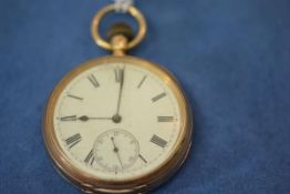 An 18ct gold open face pocket watch, c. 1900, the white enamel dial with Roman numerals and