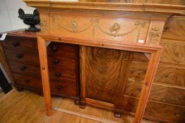 A George III pine gesso chimneypiece, partly composed of period elements, with inverted breakfront