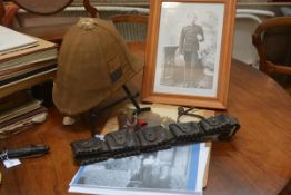 A rare Boer War pith helmet, the helmet with blue and white flash, Pte Cuthbert Kent, 13th