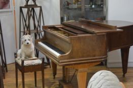 A mahogany cased baby grand piano by Kaps of Dresden