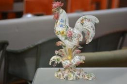 An imposing Continental faience model of a cockerel, probably G. B. Viero, Nove, Italy, c. 1900, the