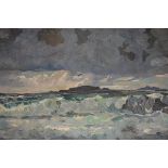 Erskine Beveridge (Scottish, d. 1972), Turbulent Seascape, signed with a monogram, oil on canvas,