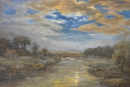 William McCormack (1893-1917), A Moonlit River, signed lower left, oil on board, framed. 25cm by