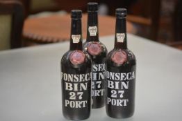 Three bottles of Fonseca Bin 27 vintage port, 70cl