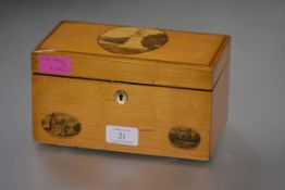 A 19th century Mauchline Ware stationery box, the cover printed with a statue of the 2nd Duke of