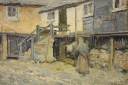 Robert Donnan (Scottish, c. 1863-1953), A Cornish Courtyard, signed lower right, oil on canvas