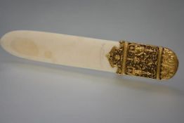 Edward F. Caldwell, New York, a fine quality gilt-bronze mounted ivory page turner, the handle