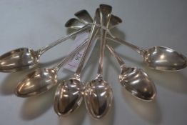 A set of six George III silver table spoons, William Sumner, London, 1791, Old English Thread