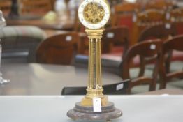 A French gilt-brass skeleton clock, late 19th century, the cream enamel chapter ring signed