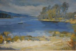 Pamela Thalben-Ball (British/Australian 1927-2012), A Scottish Loch, signed lower right, oil on