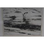 Norman Wilkinson, (1878-1971), Leaping Salmon, etching, signed in pencil, framed. 22.5cm by 30cm
