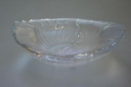 A Lalique ashtray or cendrier in the Nancy pattern, frosted and clear glass, marked "Lalique