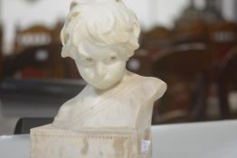 Giusto Viti (Italian, fl. 1900), Bust of a Young Child, modelled looking down, on an integral