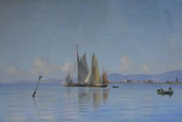 Alfred Theodor Olsen (Danish, 1854-1932), A Calm Sea, signed lower right, oil on canvas, in a good