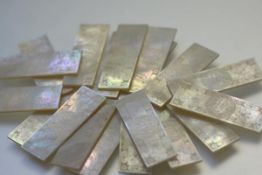 A set of twenty Chinese export mother-of-pearl late 19thc gaming tokens, each of rectangular form