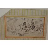 •Sir Osbert Lancaster (1908-1986), The Hunt, conte crayon and ink, framed. 34cm by 47cm NOTE: