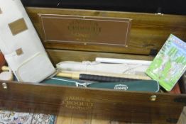 Jacques of London, a lawn croquet set, new, in a fitted oak case, complete with mallets, hoops,