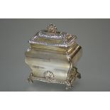 A late Victorian Scottish silver tea caddy, Hamilton & Inches, Edinburgh 1895, in the Rococo