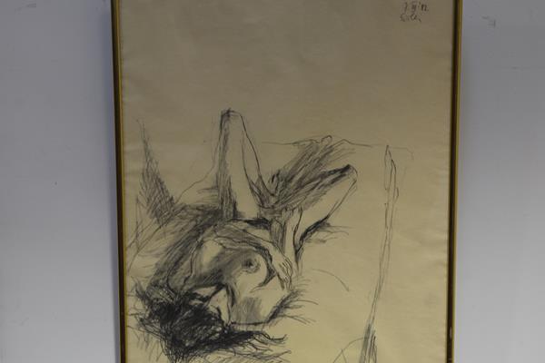 Georg Eisler (Austrian, 1928-1998), Reclining Nude, signed and dated 7.III.'82, crayon on paper,