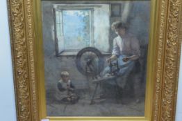 Henry John Dobson R.S.W. (Scottish 1858-1928), "Spinning", signed lower right, watercolour,