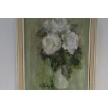 Lena Robb (Scottish, 1891-1980), Still Life of White Roses, signed lower left, oil on board, framed.