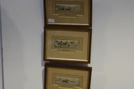 A set of three 19th century Stevenographs, of hunting scenes, "The First Point", "The Meet" and "