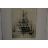 William Lionel Wyllie R.A. (1851-1931), HMS Victory, etching, signed in pencil, mounted, unframed.