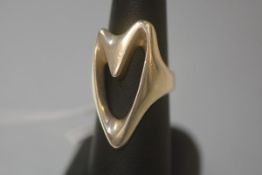 A Georg Jensen silver ring, of modernist design, by Henning Koppel, stamped marks including design