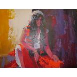 Donald Webster, A Gypsy Girl, signed lower left, acrylic on canvas, framed, 90cm x 77cm