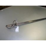 An 18th century hanger with steel hilt of basket type, shagreen grip and fullered blade