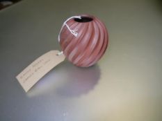 Emily Myers, a studio pottery carved ball vase, impressed mark. 9.5cm