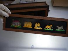 A box containing twelve large format painted magic lantern slides of nursery rhyme characters (12)