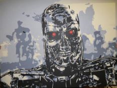 Geo Thomson, Terminator, signed, acrylic on canvas, 77cm x 101cm