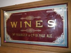 A Scottish pub advertising mirror, c. 1900, "Wines - Wm. Younger & Co's Ltd Pale Ale", in gilt