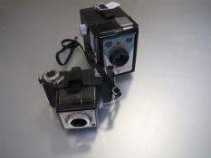 A Coronet Consul box camera together with a Coronet Victor camera (a/f)