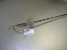 An 18th century small sword with brass hilt and cup guard, and double edged blade